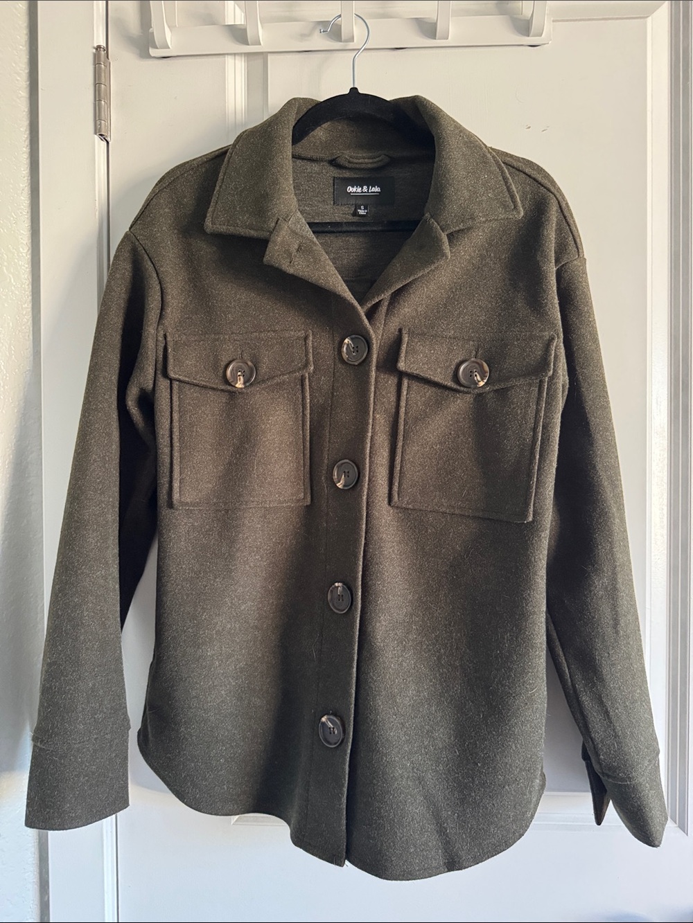 Olive Green Utility Button-Front Jacket